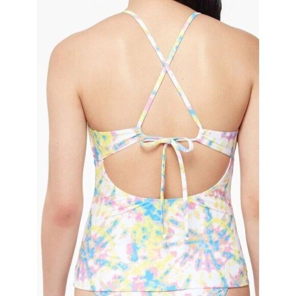 JESSICA Simpson Women's Yellow Tie Dye Stretch Cross-Back. Size Small. NWT $68 - Picture 2 of 4
